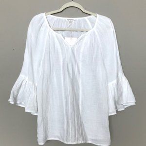 Beachlunchlounge White Boho Peasant Blouse NWT